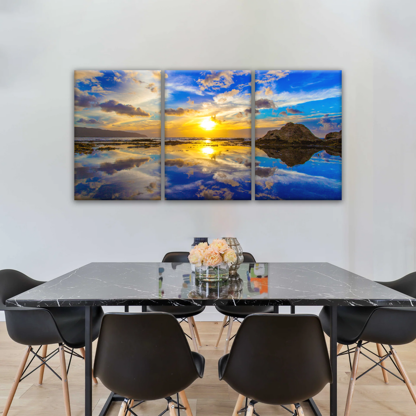 Golden Sun Reflection Oahu’s North Shore In Hawaii Canvas Photo Print