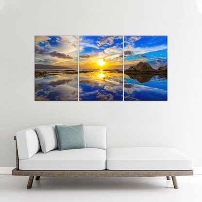 Golden Sun Reflection Oahu’s North Shore In Hawaii Canvas Photo Print