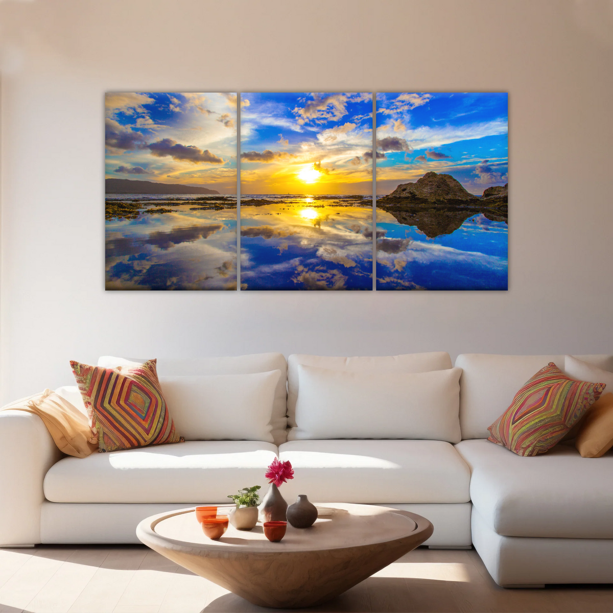 Golden Sun Reflection Oahu’s North Shore In Hawaii Canvas Photo Print - Personalised Canvas Art