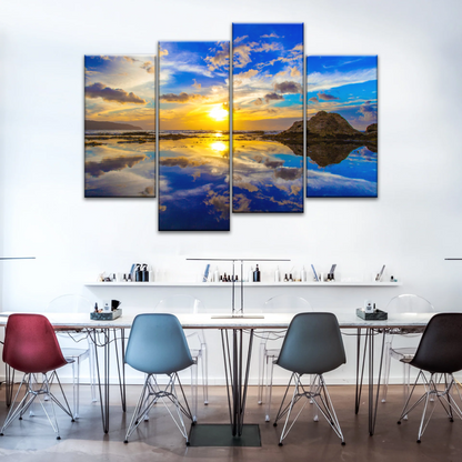 Golden Sun Reflection Oahu’s North Shore In Hawaii Canvas Photo Print