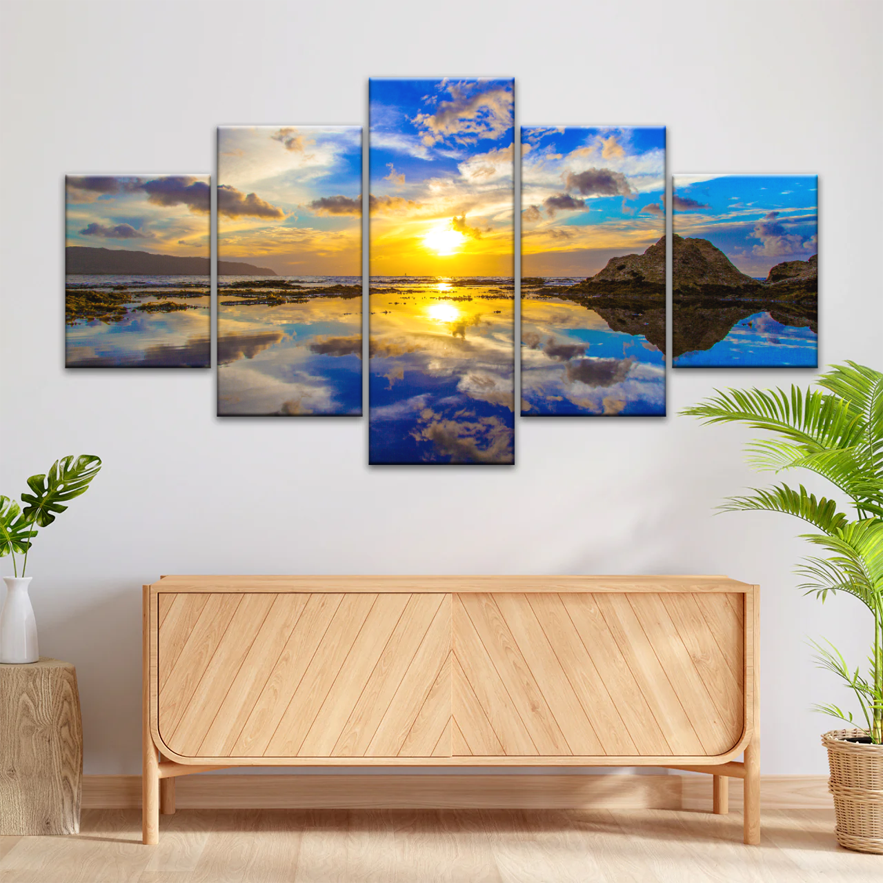 Golden Sun Reflection Oahu’s North Shore In Hawaii Canvas Photo Print