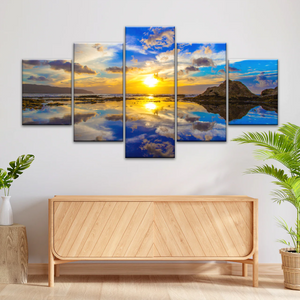 Golden Sun Reflection Oahu’s North Shore In Hawaii Canvas Photo Print