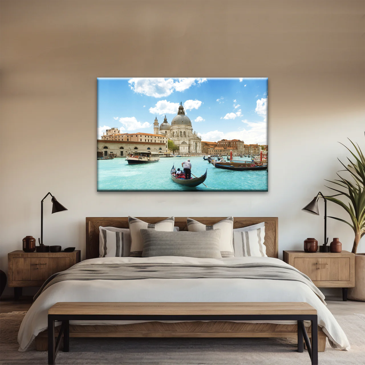 Gondola Travel In European Water Town Photo Print On Canvas