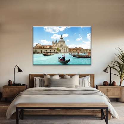 Gondola Travel In European Water Town Photo Print On Canvas