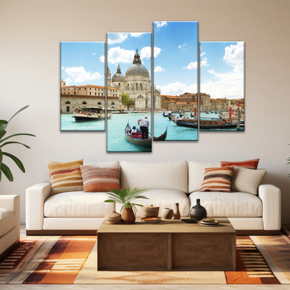 Gondola Travel In European Water Town Photo Print On Canvas