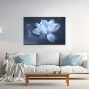 Grayscale Photo Of Aquatic Plant Sacred Lotus Wall Canvas Art