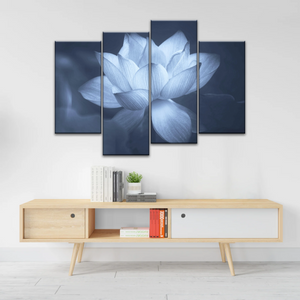 Grayscale Photo Of Aquatic Plant Sacred Lotus Wall Canvas Art