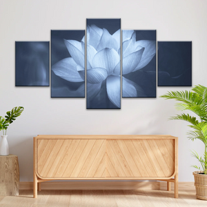 Grayscale Photo Of Aquatic Plant Sacred Lotus Wall Canvas Art