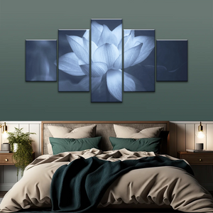 Grayscale Photo Of Aquatic Plant Sacred Lotus Wall Canvas Art