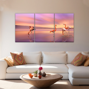 Greater Family Flamingo Wrapped Canvas Prints