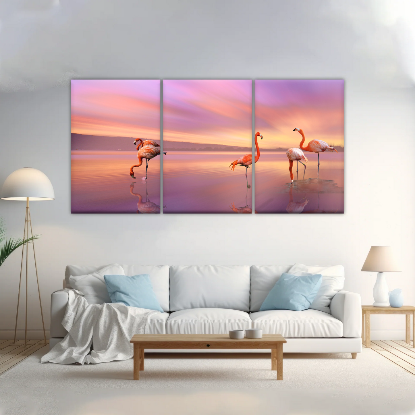 Greater Family Flamingo Wrapped Canvas Prints