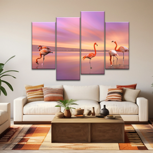 Greater Family Flamingo Wrapped Canvas Prints