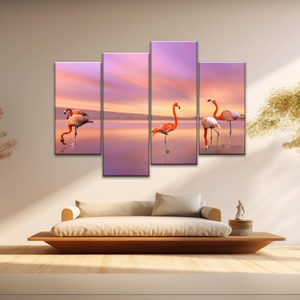 Greater Family Flamingo Wrapped Canvas Prints