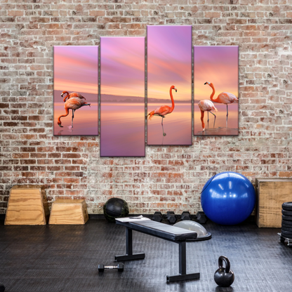 Greater Family Flamingo Wrapped Canvas Prints