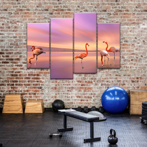 Greater Family Flamingo Wrapped Canvas Prints