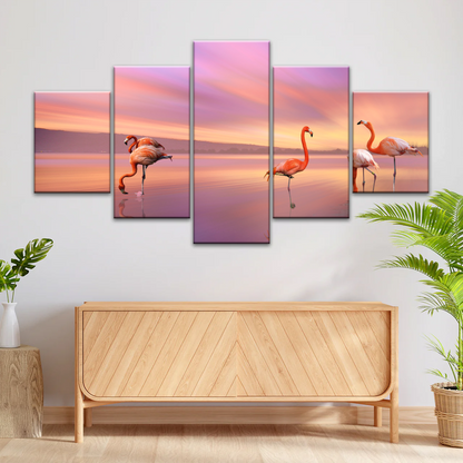 Greater Family Flamingo Wrapped Canvas Prints