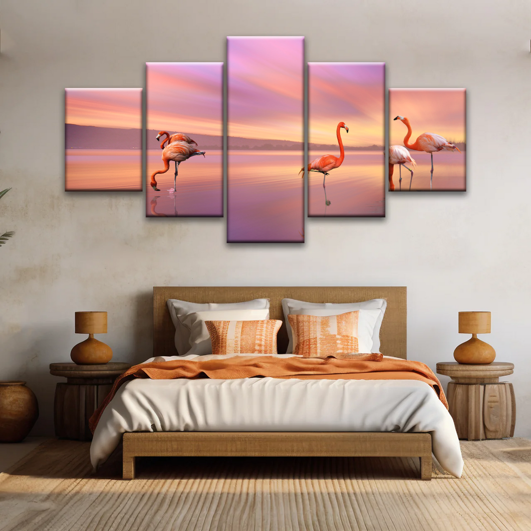 Greater Family Flamingo Wrapped Canvas Prints
