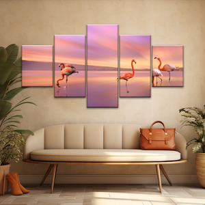 Greater Family Flamingo Wrapped Canvas Prints