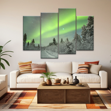 Load image into Gallery viewer, Green Aurora Phenomenon In Freezing Winter Photo Prints Canvas