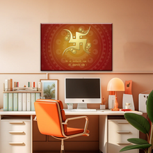 Load image into Gallery viewer, Hinduism Swastika Symbol Red And Yellow Sanskrit Wall Art Decor