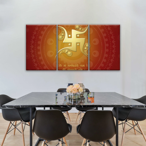 Hinduism Swastika Symbol Red And Yellow Sanskrit Wall Art Decor