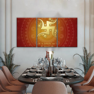 Hinduism Swastika Symbol Red And Yellow Sanskrit Wall Art Decor