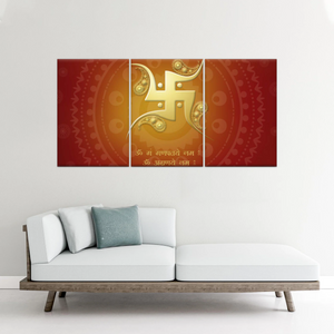 Hinduism Swastika Symbol Red And Yellow Sanskrit Wall Art Decor