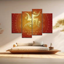 Load image into Gallery viewer, Hinduism Swastika Symbol Red And Yellow Sanskrit Wall Art Decor