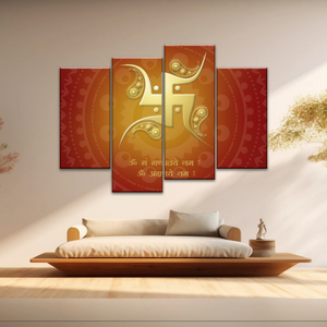 Hinduism Swastika Symbol Red And Yellow Sanskrit Wall Art Decor