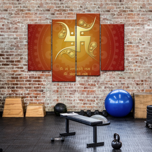 Hinduism Swastika Symbol Red And Yellow Sanskrit Wall Art Decor