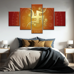 Hinduism Swastika Symbol Red And Yellow Sanskrit Wall Art Decor