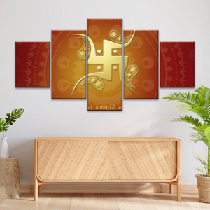 Hinduism Swastika Symbol Red And Yellow Sanskrit Wall Art Decor