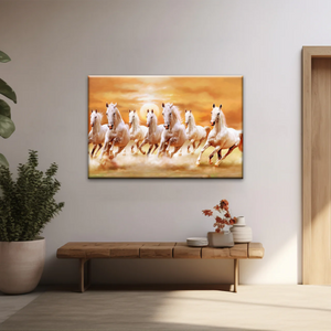 WALLERAA Seven Lucky Running Horses Canvas Prints With Frame