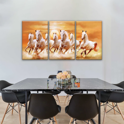 WALLERAA Seven Lucky Running Horses Canvas Prints With Frame