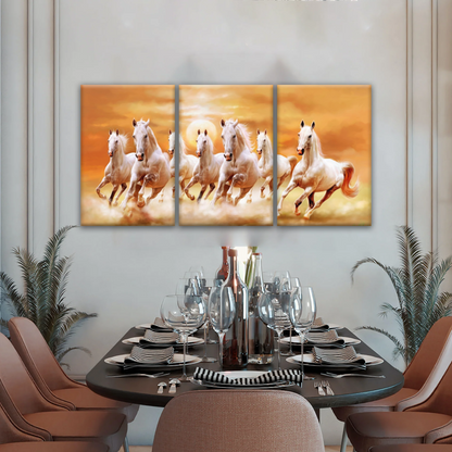 WALLERAA Seven Lucky Running Horses Canvas Prints With Frame