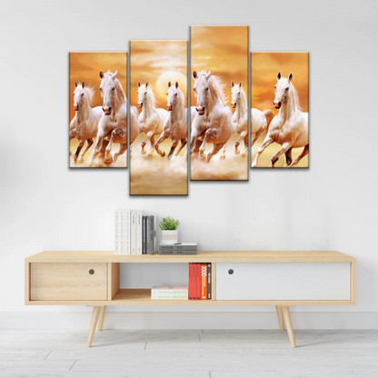 WALLERAA Seven Lucky Running Horses Canvas Prints With Frame
