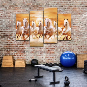 WALLERAA Seven Lucky Running Horses Canvas Prints With Frame