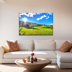 Houses Surrounded By Grass During Daytime Photos On Canvas Print