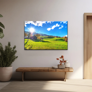 Houses Surrounded By Grass During Daytime Photos On Canvas Print