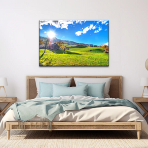 Houses Surrounded By Grass During Daytime Photos On Canvas Print