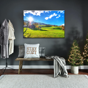 Houses Surrounded By Grass During Daytime Photos On Canvas Print