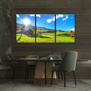 Houses Surrounded By Grass During Daytime Photos On Canvas Print