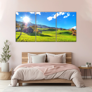 Houses Surrounded By Grass During Daytime Photos On Canvas Print