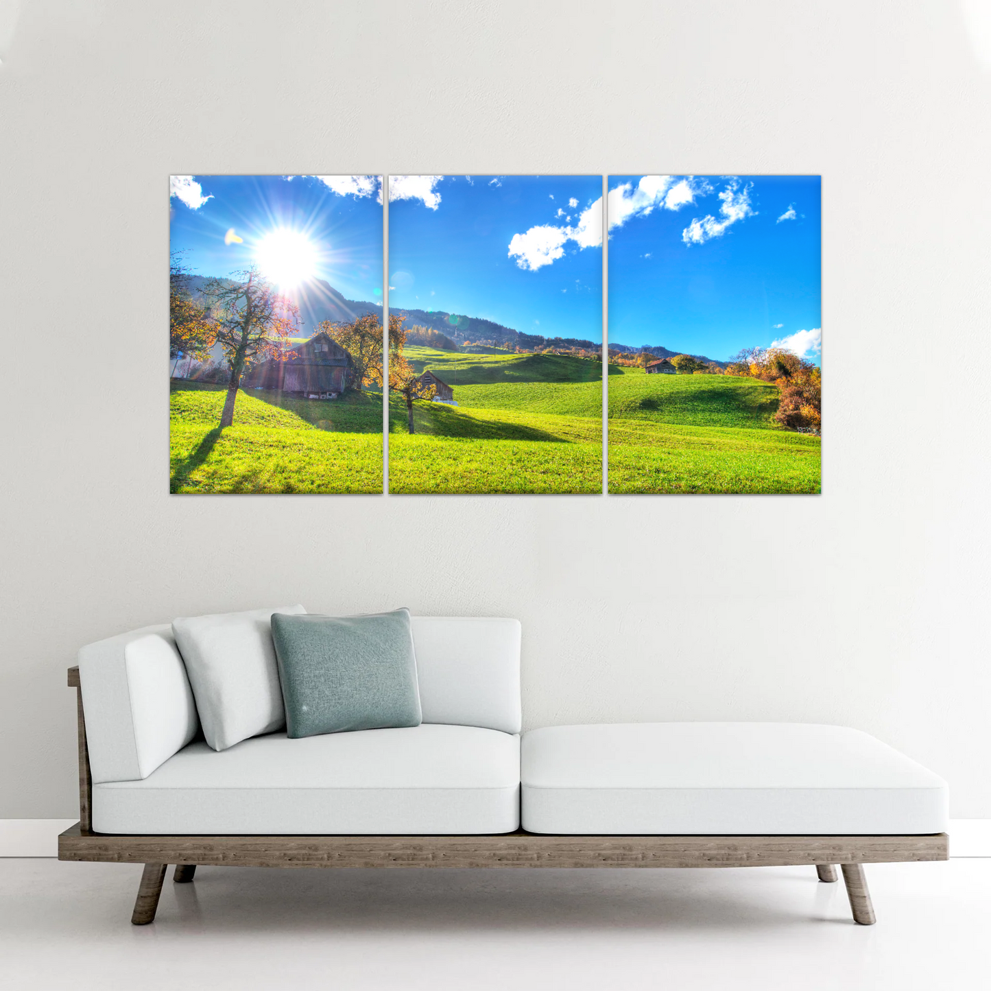 Houses Surrounded By Grass During Daytime Photos On Canvas Print