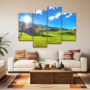 Houses Surrounded By Grass During Daytime Photos On Canvas Print