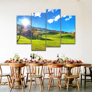 Houses Surrounded By Grass During Daytime Photos On Canvas Print