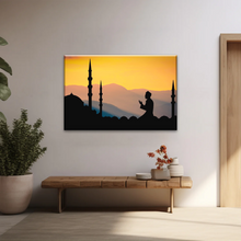 Load image into Gallery viewer, Islamic Ramadan, Silhouette of Man Praying On Masjid Temple Wall Art