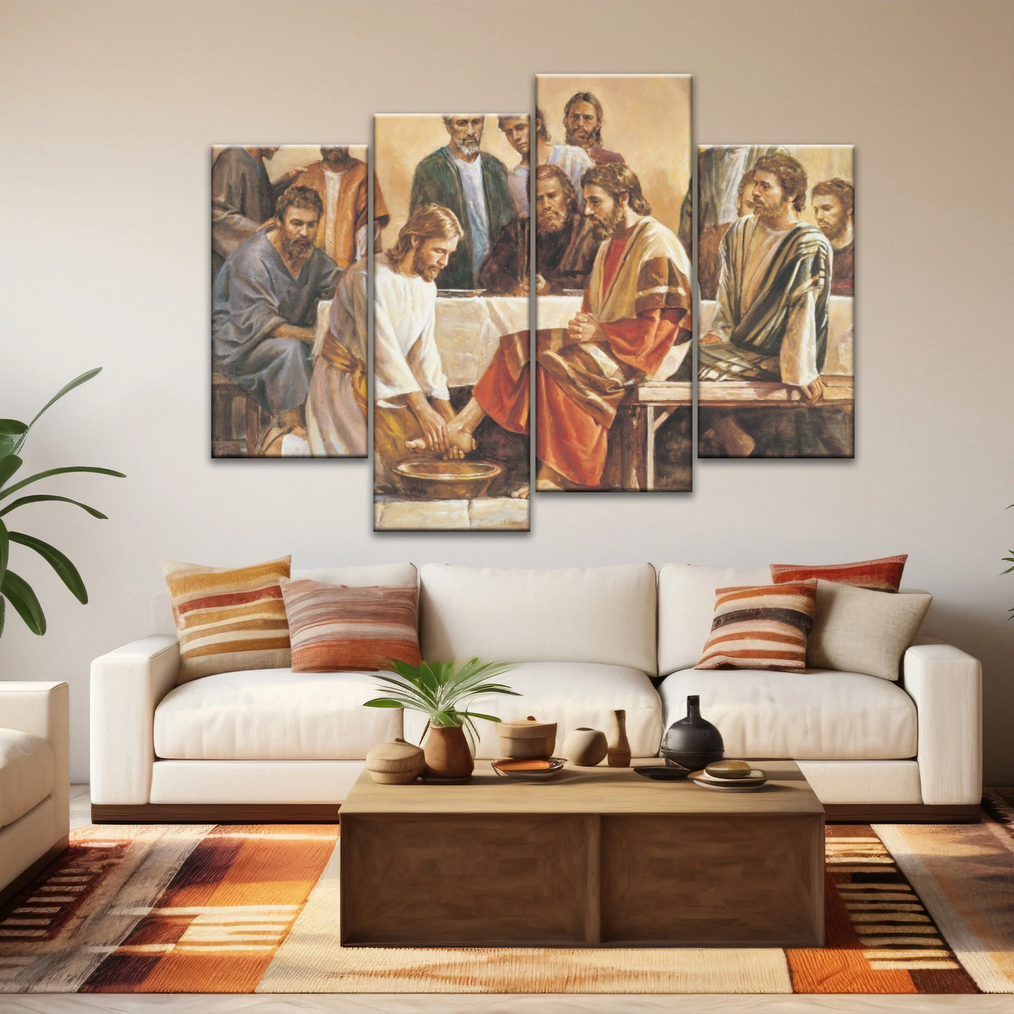 Religious Jesus and Apostles People Painting Canvas Print