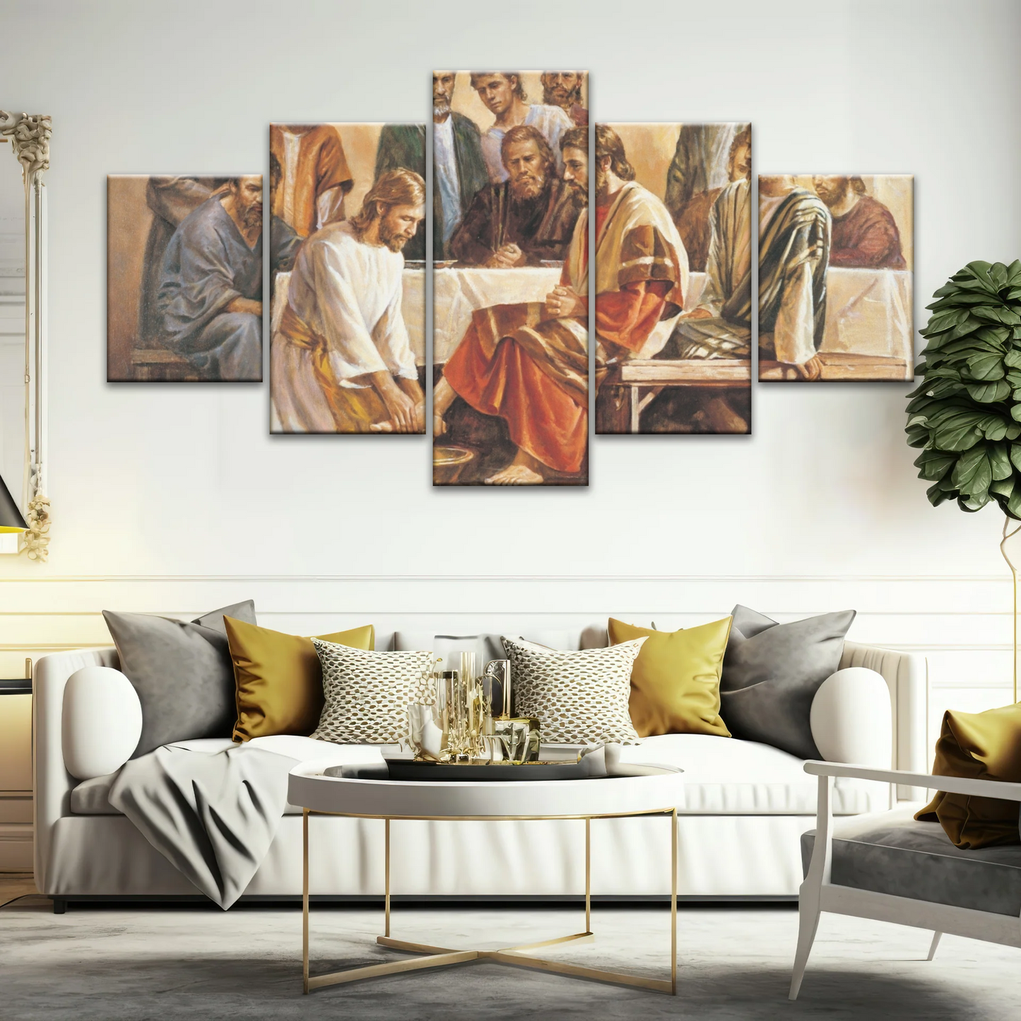 Religious Jesus and Apostles People Painting Canvas Print