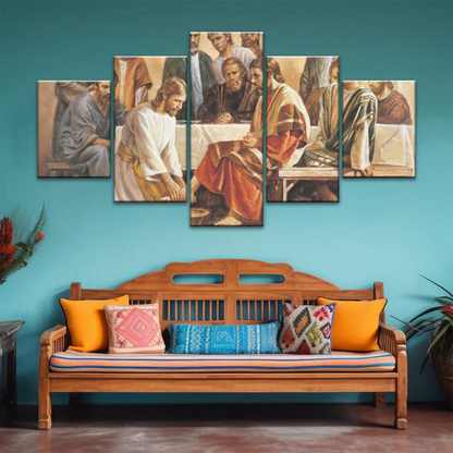 Religious Jesus and Apostles People Painting Canvas Print